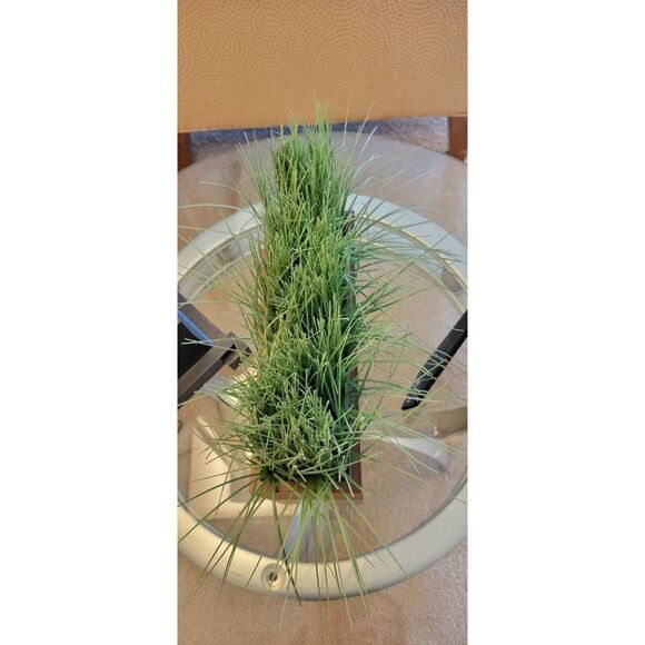 Botanical Modern Home Green Faux Grass Plant Bush Rectangle Wood Decoration - Picture 8 of 8
